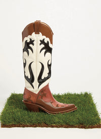 Capitana Cowboy Boot in Cognac Multi Leather