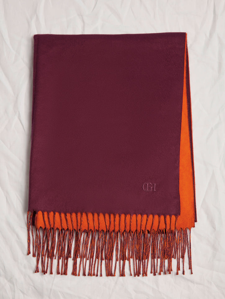 Hollis Fringe Scarf in Spice & Bordeaux Silk