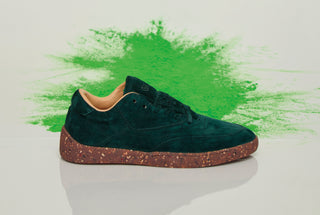 Green Nubuck Ohio Sneaker with Artistic Paint Splash - Studio Shot | Gabriela Hearst