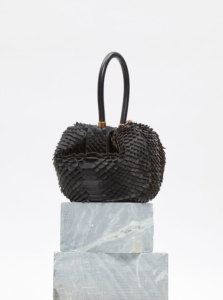 Nina Bag in Black Leather Snake Scales