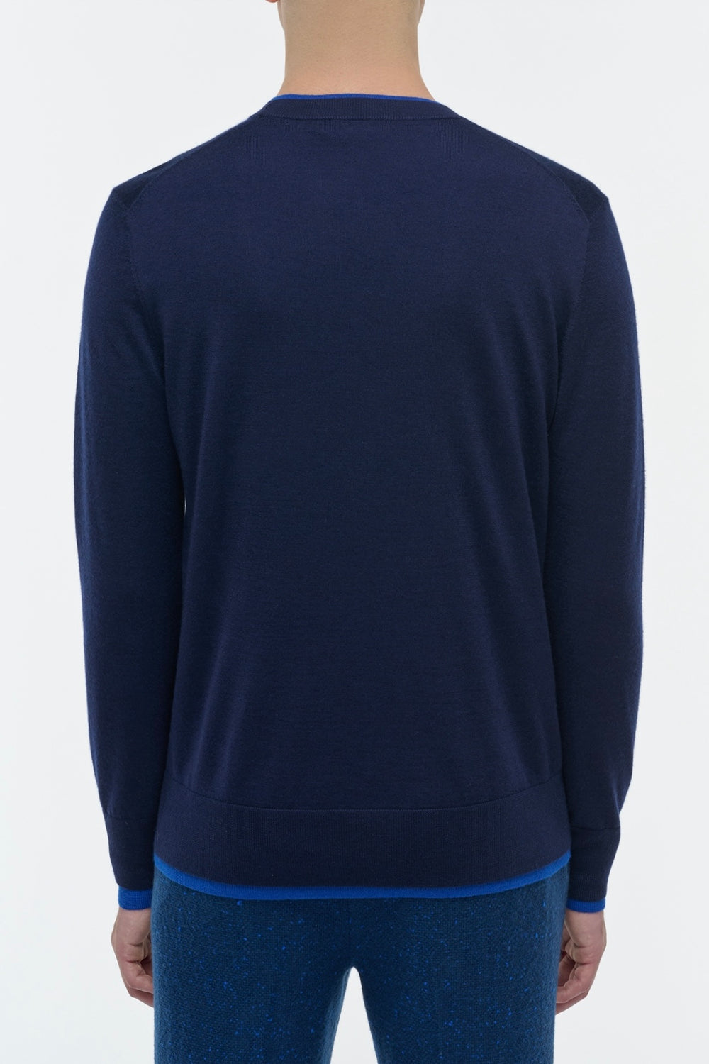 Wells Reversible Knit Sweater in Electric Navy & Cobalt Cashmere Silk