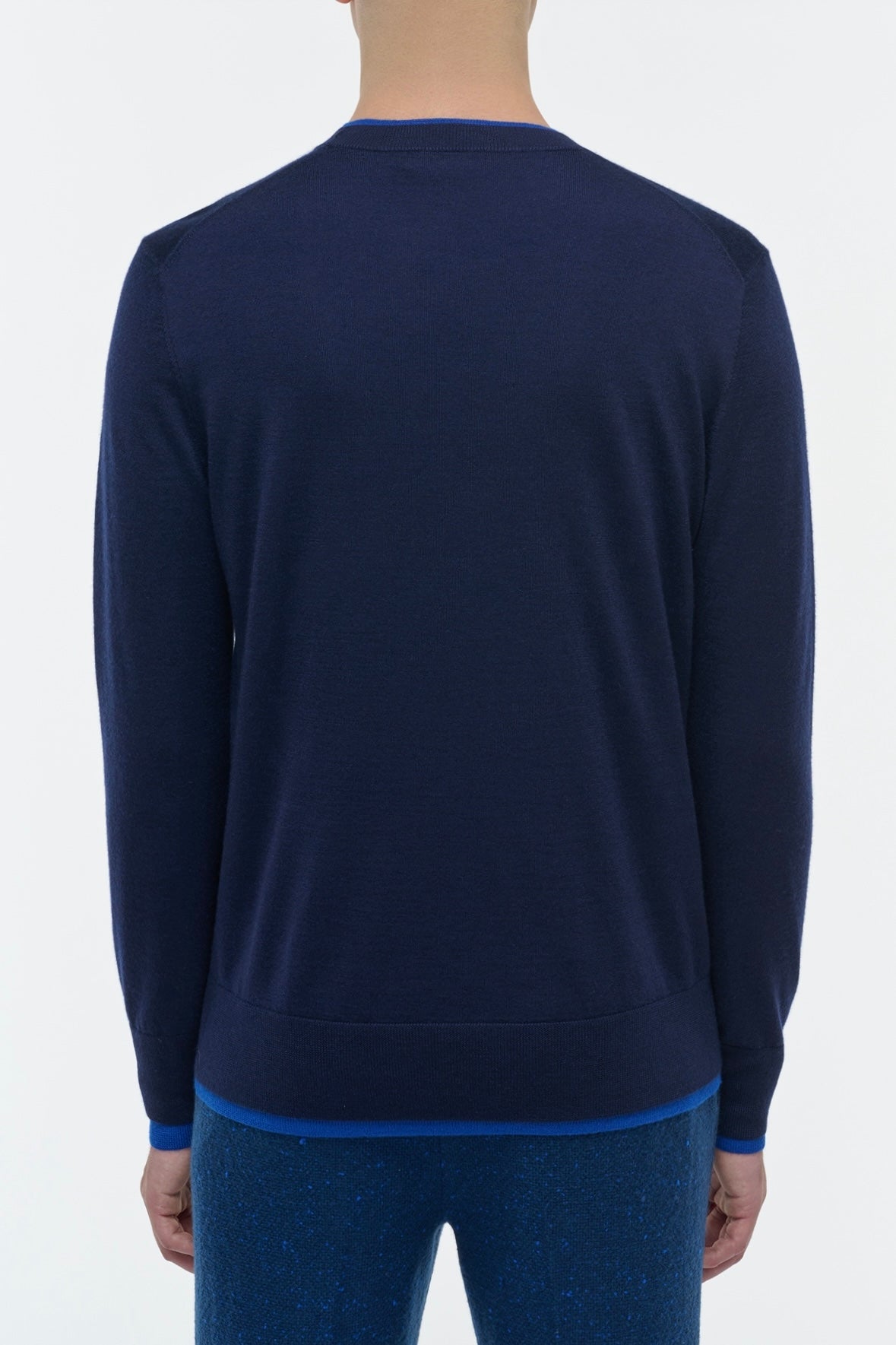 Wells Reversible Knit Sweater in Electric Navy & Cobalt Cashmere Silk