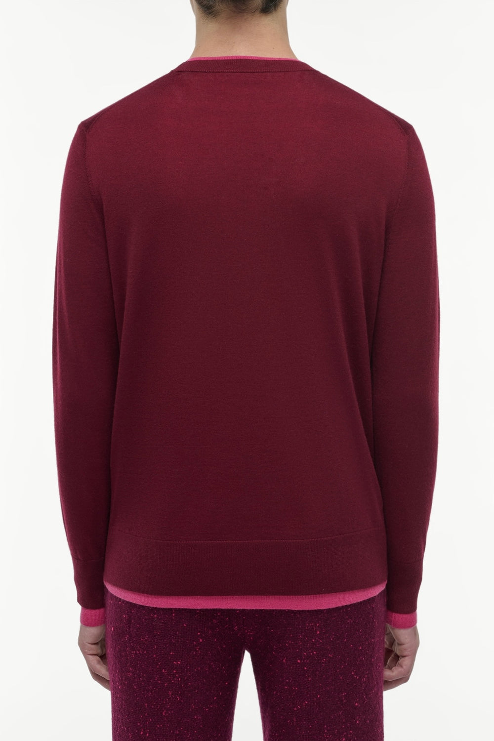 Wells Reversible Knit Sweater in Bordeaux & Fuchsia Cashmere Silk