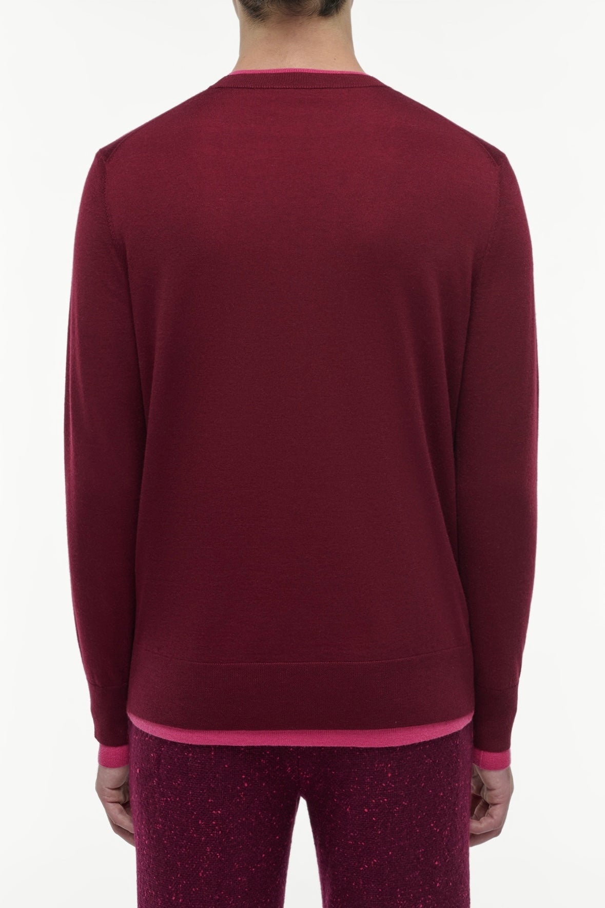 Wells Reversible Knit Sweater in Bordeaux & Fuchsia Cashmere Silk