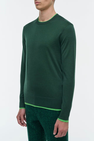 English Green Wells Reversible Sweater - On Model Side Profile | Gabriela Hearst