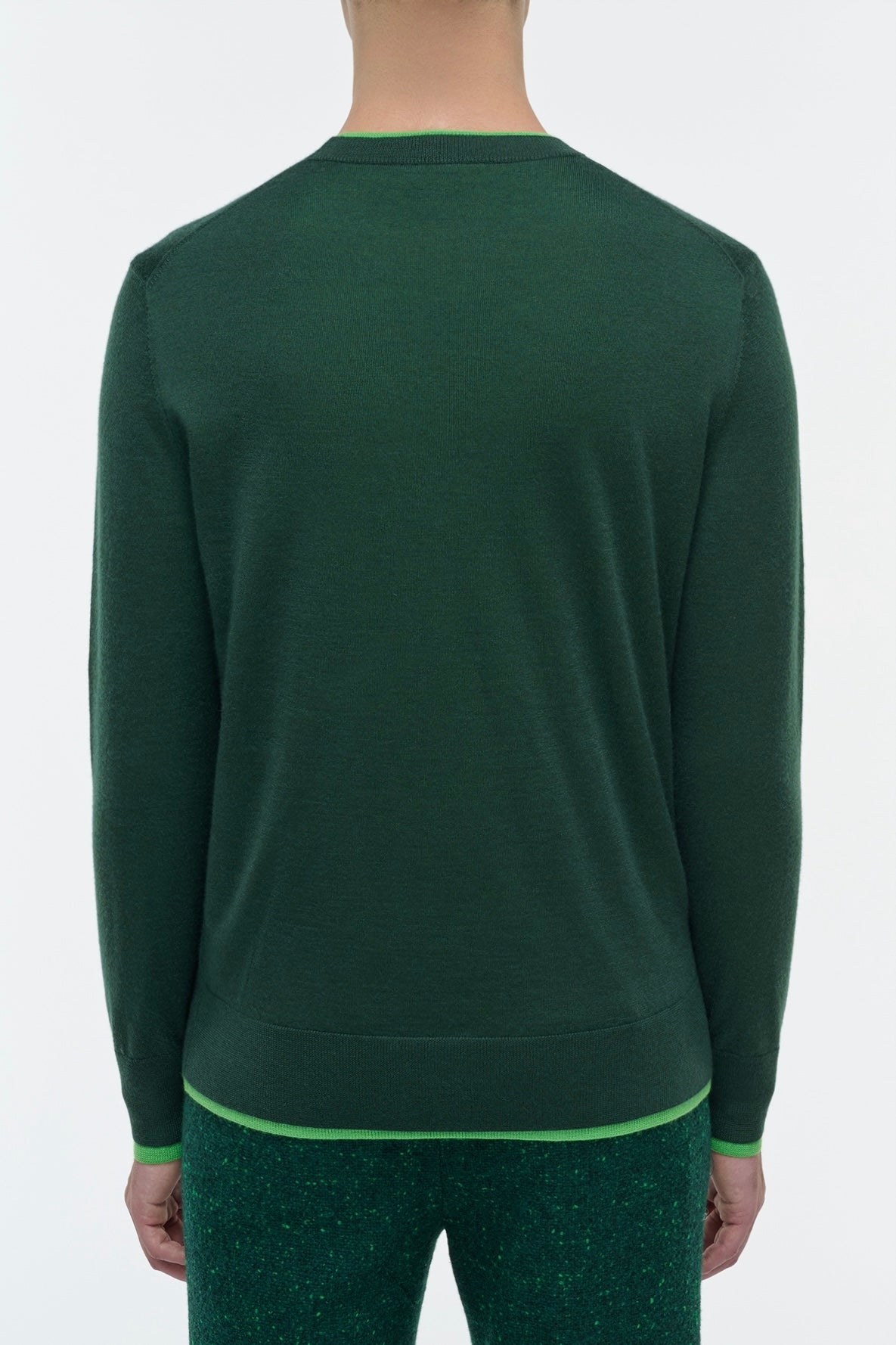 Wells Reversible Knit Sweater in English Green & Fluorescent Green Cashmere Silk