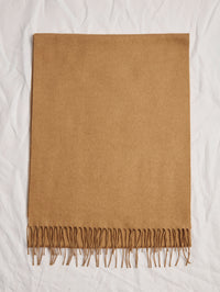 Blaine Fringe Scarf in Camel Silk Cashmere