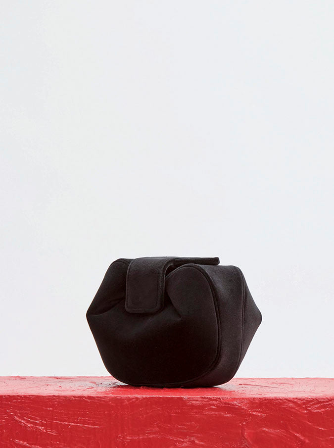 Soft Demi Clutch in Black Cotton Velvet