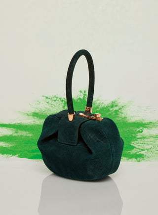 English Green Suede Corduroy Demi Bag - Campaign Image | Gabriela Hearst