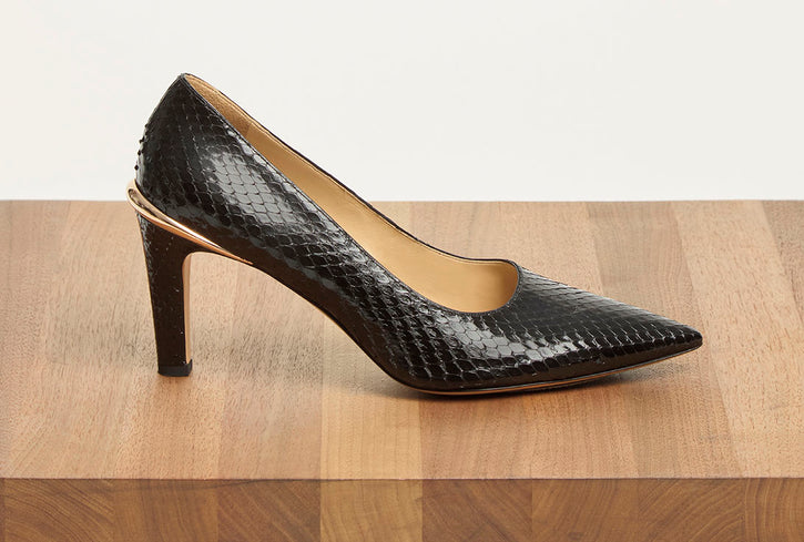 Edwina High Heel Stiletto Pump in Black Snakeskin