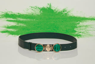 Bottle Green Stone Belt Styled Look - Artistic Green Background | Gabriela Hearst