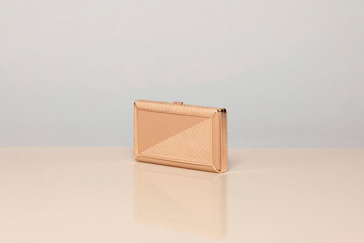 Callas Clutch in Nude Snakeskin & Nappa Leather