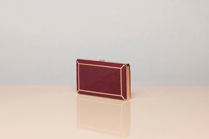 Callas Clutch in Bordeaux Snakeskin & Nappa Leather