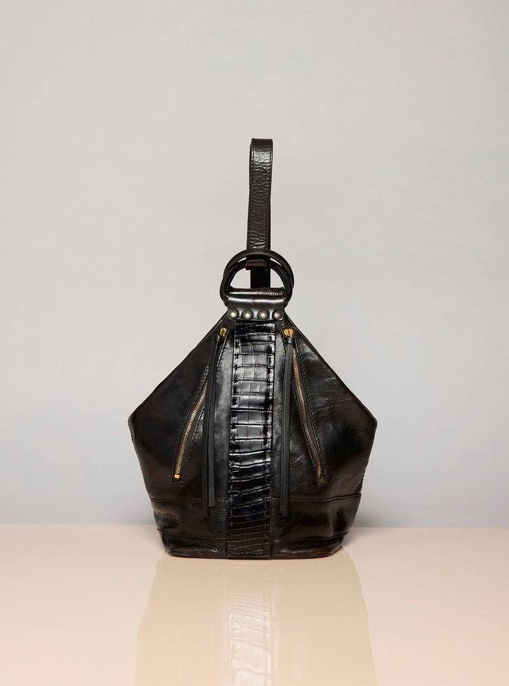 Vintage No.1 Backpack in Black Nappa & Crocodile Leather