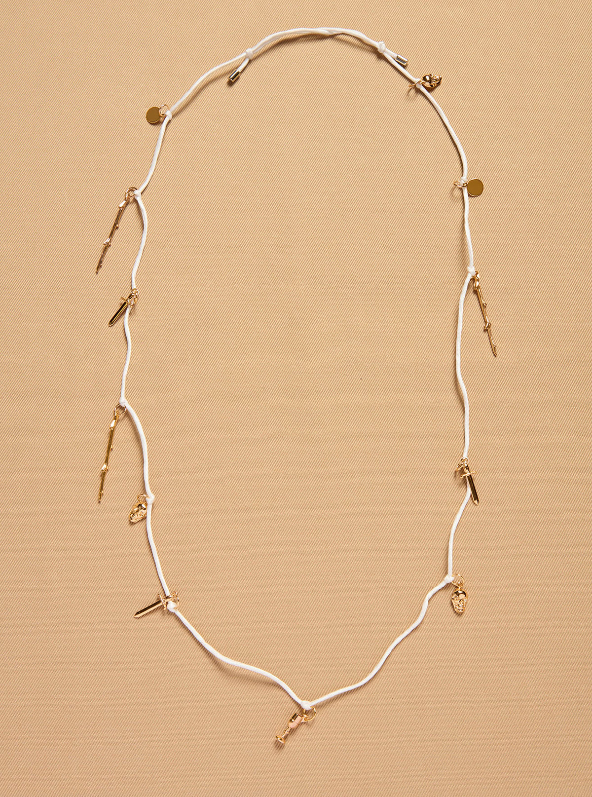 Charm Necklace in White Silk