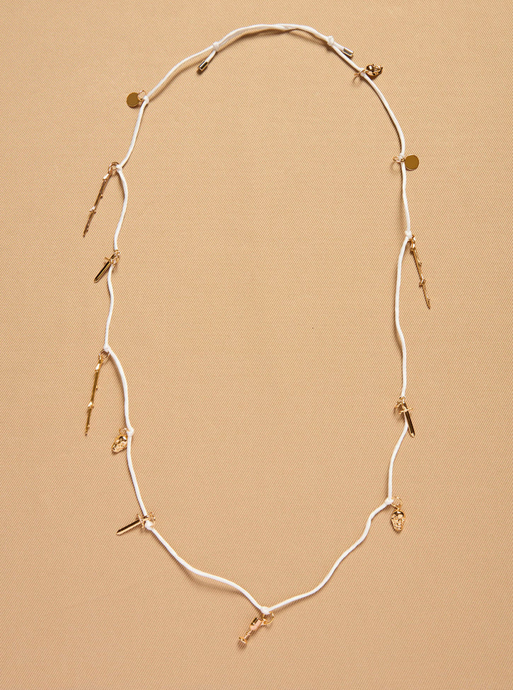 Charm Necklace in White Silk