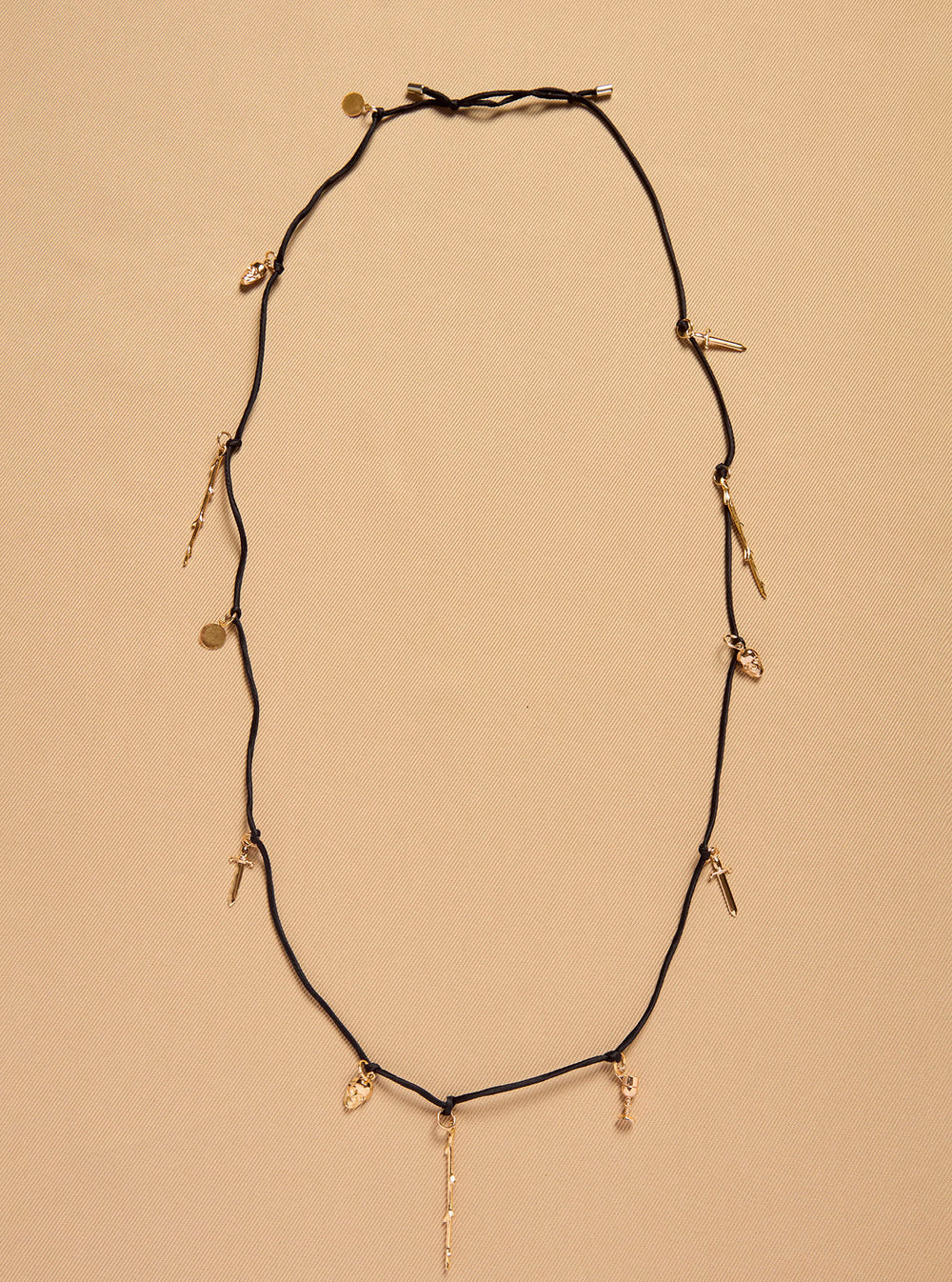 Charm Necklace in Black Silk