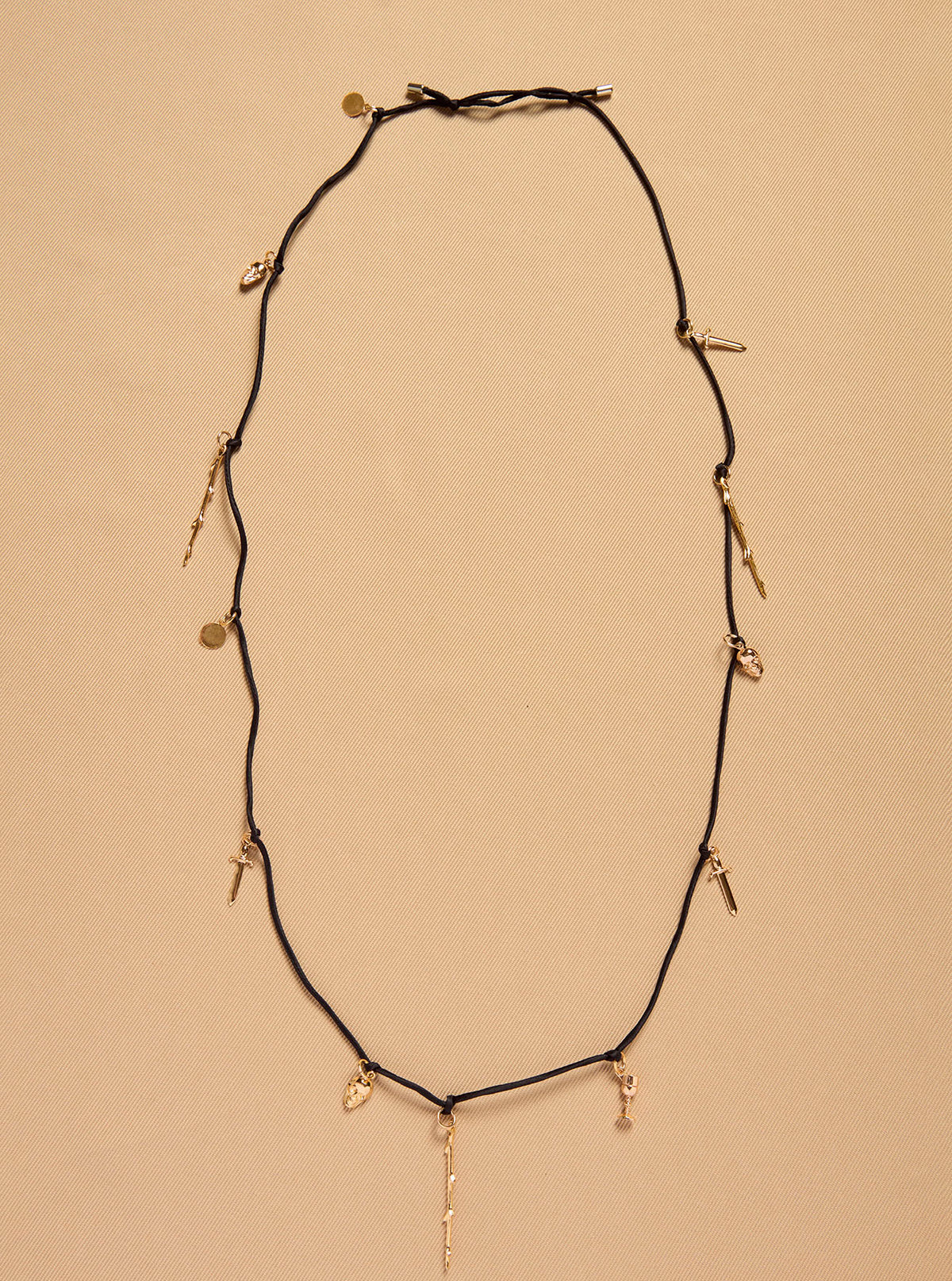 Charm Necklace in Black Silk