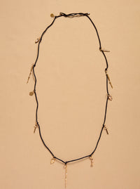 Charm Necklace in Black Silk