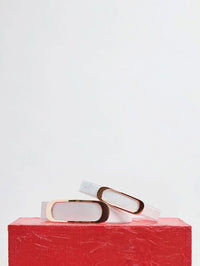 Medium Timon Reversible Belt in Ivory & Nude Leather