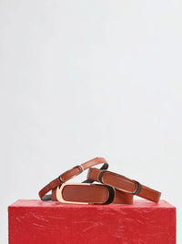 Small Timon Reversible Belt in Cognac & Black Leather