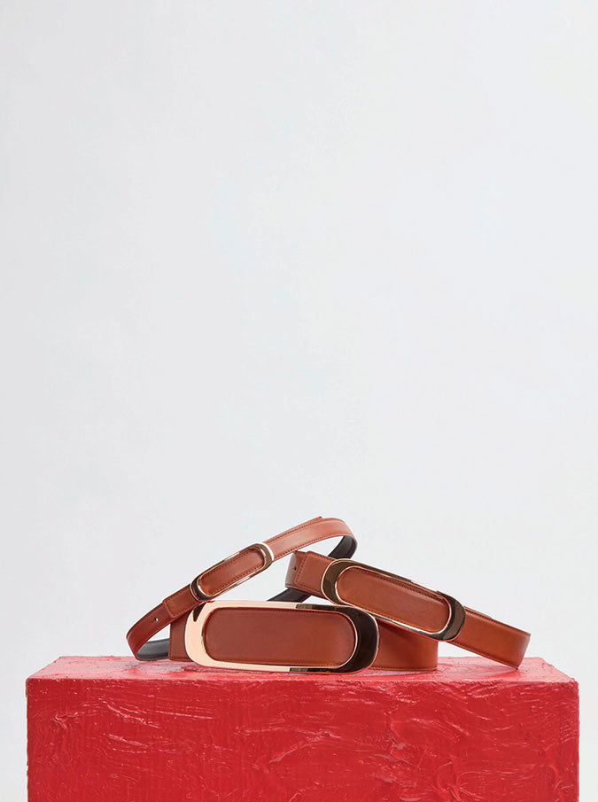 Small Timon Reversible Belt in Cognac & Black Leather