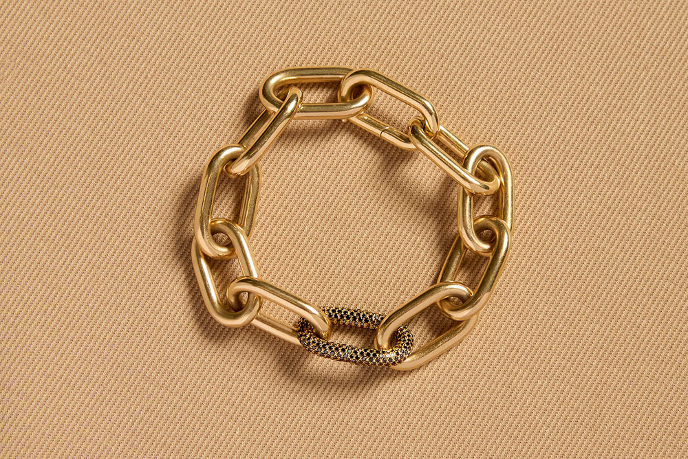 Micro Pave Link Bracelet in 18K Yellow Gold & Black Diamonds (Classic Links)