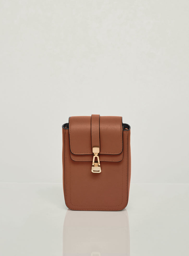 Phone Pouch in Cognac Nappa Leather