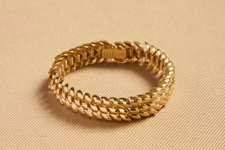 18K Yellow Gold Braided Bracelet - Flat Lay View | Gabriela Hearst