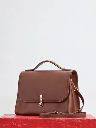 Chocolate Brown Calf Leather Leonora Flap Bag - Studio Shot | Gabriela Hearst