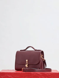 Small Leonora Flap Bag in Bordeaux Textured Leather