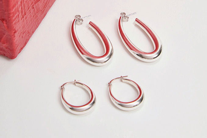 Large Drop Earrings in White Gold 18K