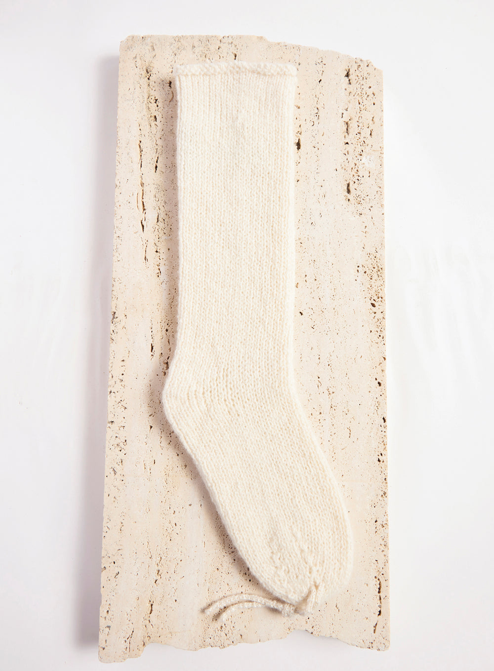 Nikola Knit Socks in Ivory Cashmere