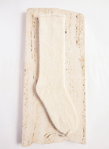 Ivory Cashmere Nikola Knit Socks - Flat Lay Detail | Gabriela Hearst