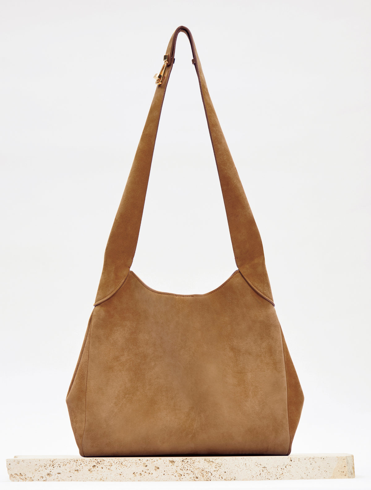 Small Hobo Bag in Dark Sand Suede