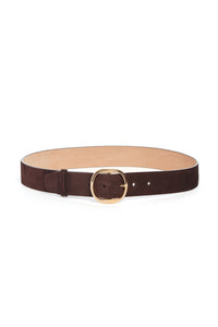 Elster Buckle Belt in Dark Brown Suede