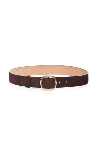 Elster Buckle Belt in Dark Brown Suede