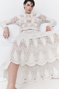 Capps Crochet Top in Ivory Wool Cashmere