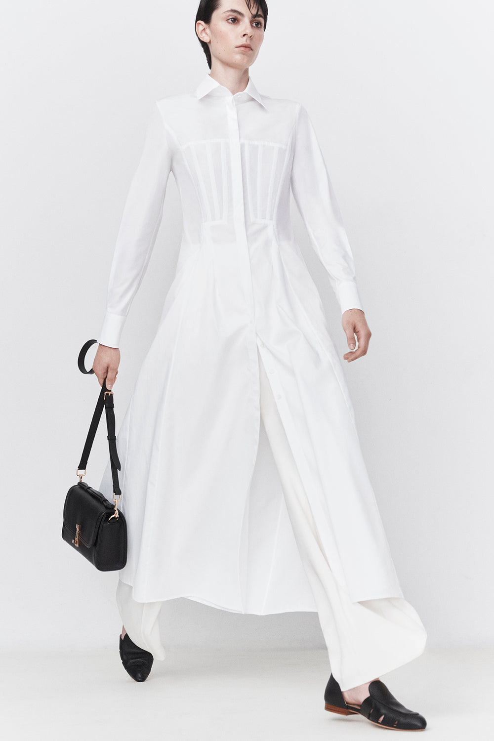 Eugene Maxi Shirtdress in White Sea Island Cotton