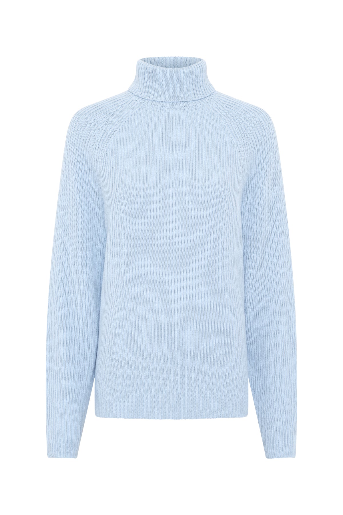 Wigman Knit Turtleneck Sweater in Light Blue Cashmere