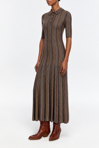 Shropshire Knit Dress in Camel Cashmere Silk with Collar