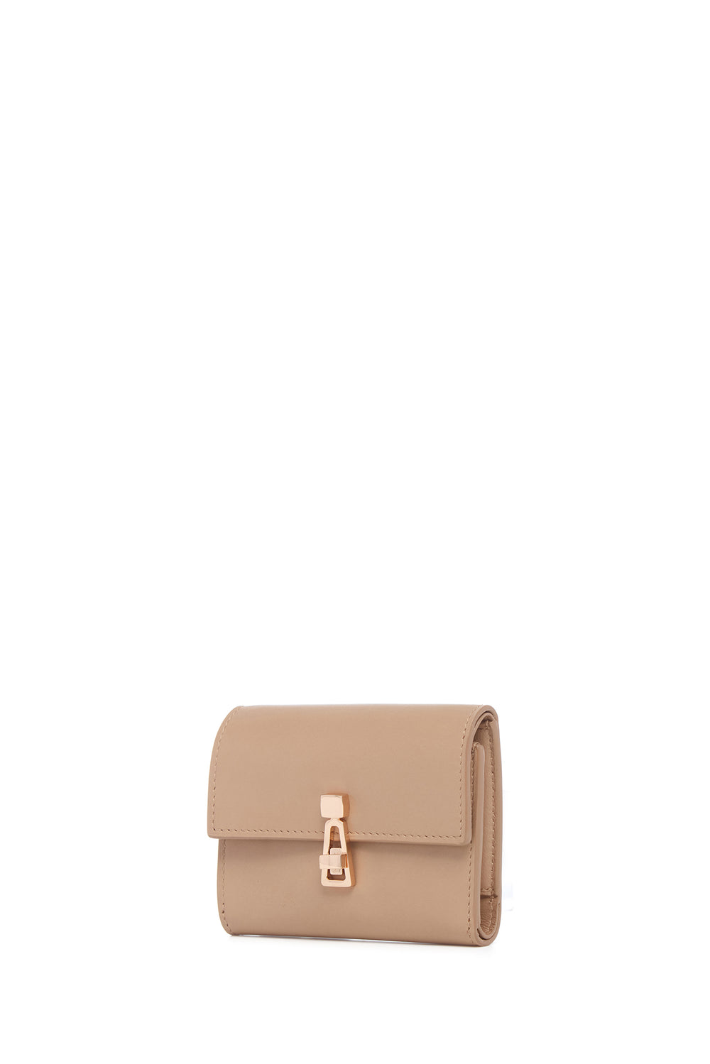 Compact Flat Wallet in Nude Leather