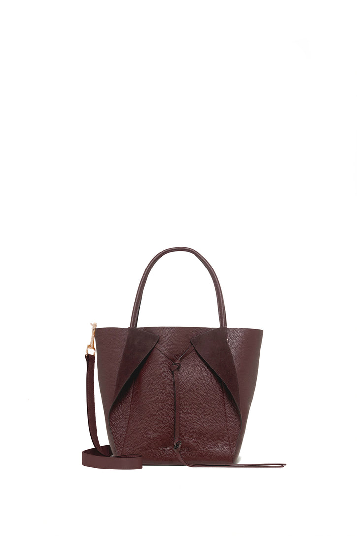 Small Marija Tote Bag in Bordeaux Textured Leather