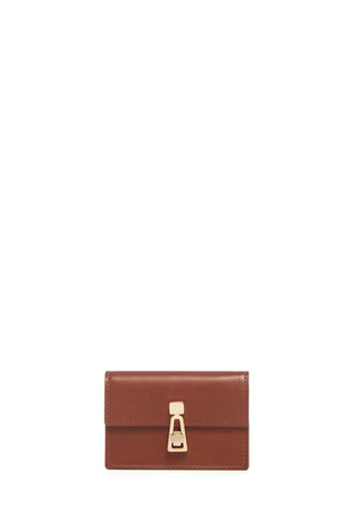 Cognac Leather Concertina Card Wallet - Front View | Gabriela Hearst