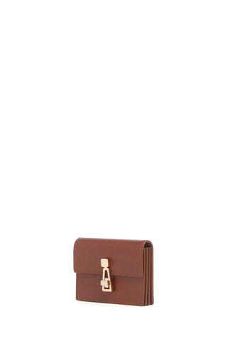 Cognac Calf Leather Card Wallet - Side Angle | Gabriela Hearst