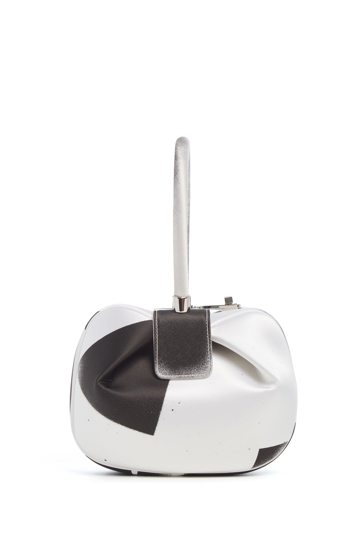 Black White Satin Nina Bag Abstract Painted Design - Back View | Gabriela Hearst