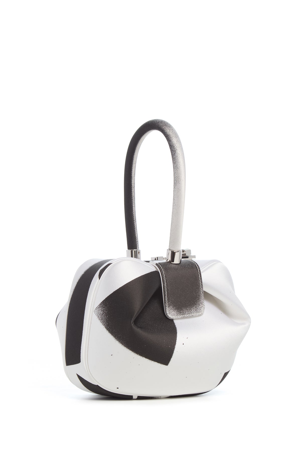 Black White Satin Nina Bag Adam Pendleton Collaboration - Three Quarter View | Gabriela Hearst