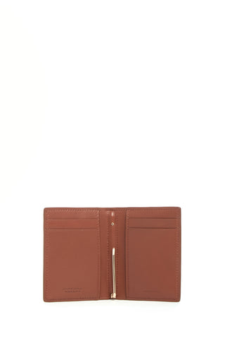 Cognac Leather Card Wallet Interior - Rose Gold Money Clip Detail | Gabriela Hearst