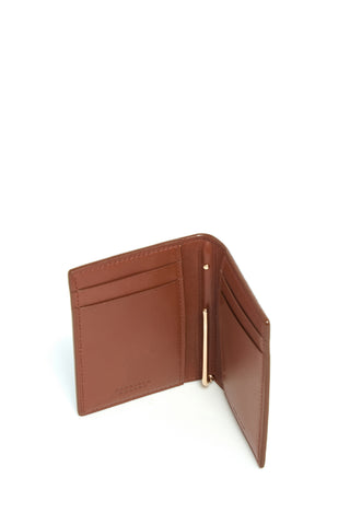 Cognac Leather Simple Card Wallet - Open Interior View | Gabriela Hearst