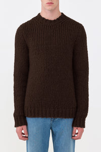 Lawrence Knit Crewneck Sweater in Chocolate Welfat Cashmere